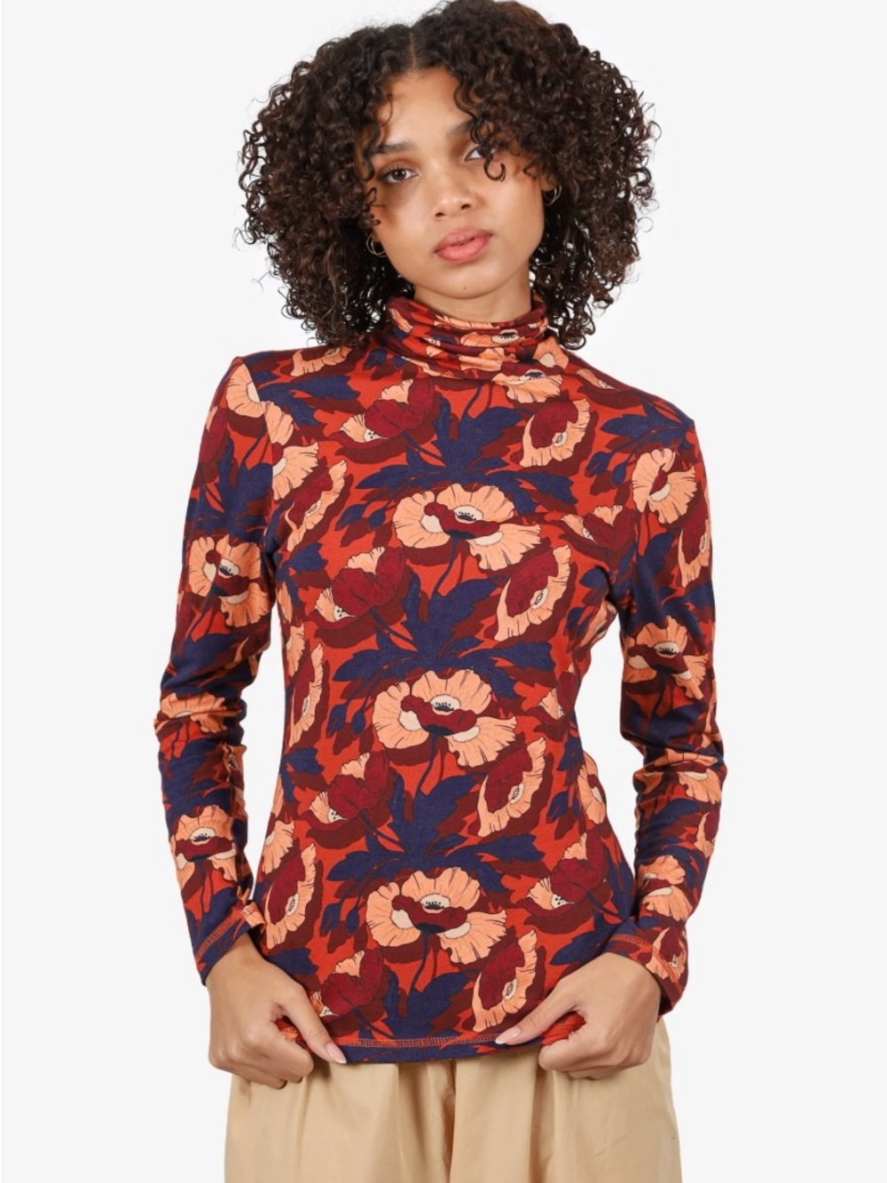 Smythe multicolour floral print long sleeve turtleneck top. Size Large